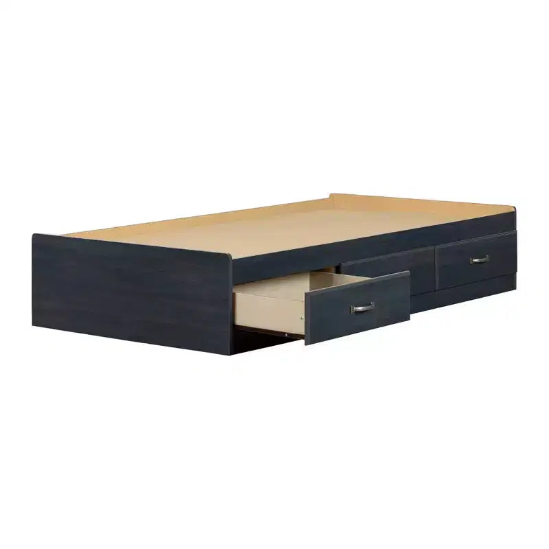 Twin Ulysses Mates Kids' Bed with 3 Drawers Blueberry - South Shore: Modern Twin Frame, Storage, Unupholstered