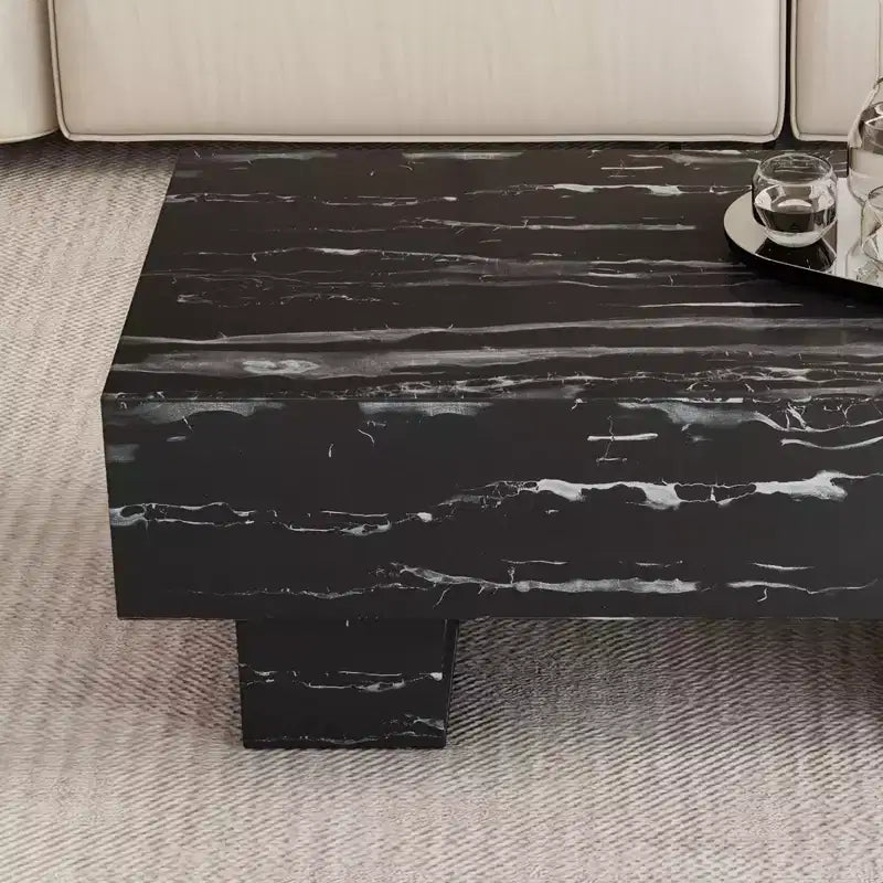 Tavolino da caffè rettangolare da 43" – Nero / Grigio / Noce / Bianco / Legno | Base a doppio piedistallo