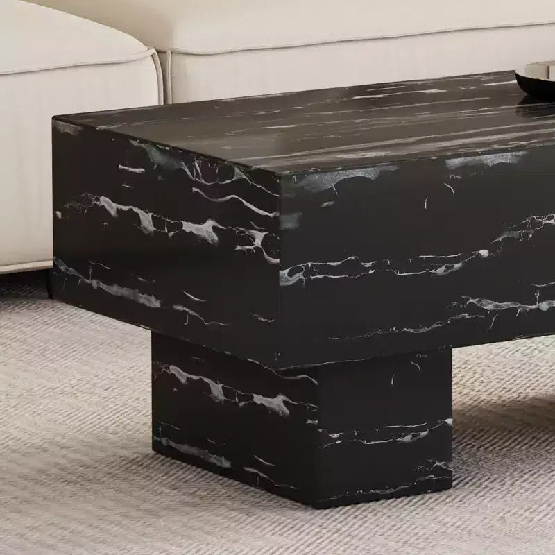 Tavolino da caffè rettangolare da 43" – Nero / Grigio / Noce / Bianco / Legno | Base a doppio piedistallo
