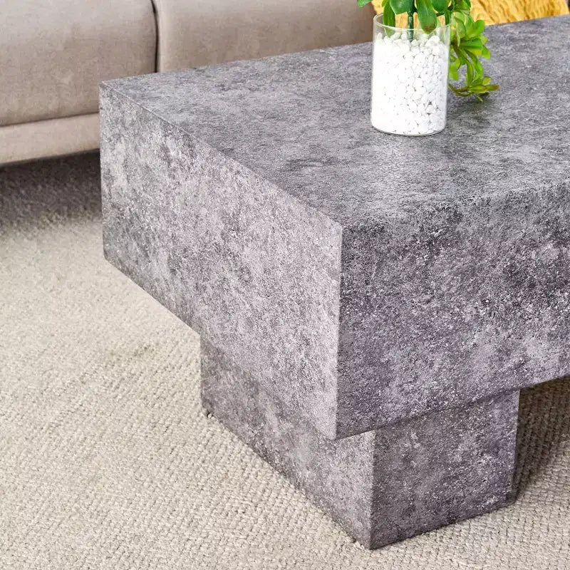 Tavolino da caffè rettangolare da 43" – Nero / Grigio / Noce / Bianco / Legno | Base a doppio piedistallo