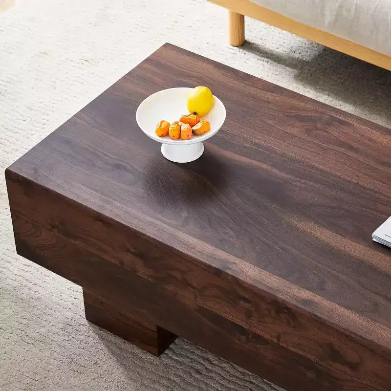 Tavolino da caffè rettangolare da 43" – Nero / Grigio / Noce / Bianco / Legno | Base a doppio piedistallo