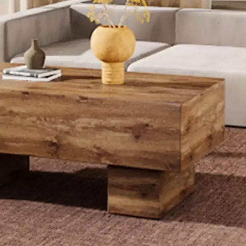 Tavolino da caffè rettangolare da 43" – Nero / Grigio / Noce / Bianco / Legno | Base a doppio piedistallo