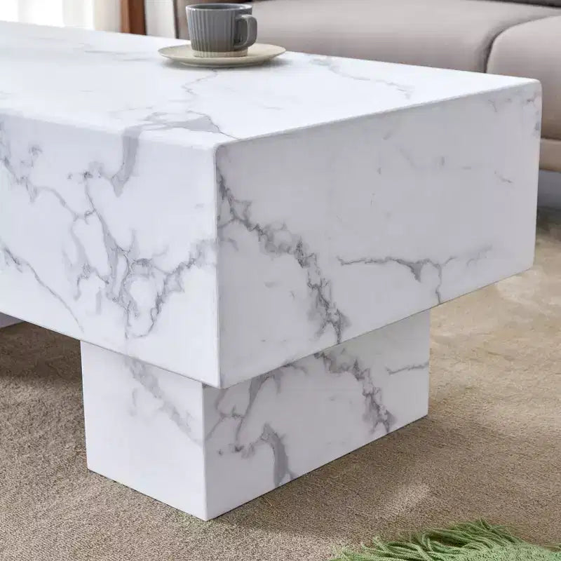 Tavolino da caffè rettangolare da 43" – Nero / Grigio / Noce / Bianco / Legno | Base a doppio piedistallo