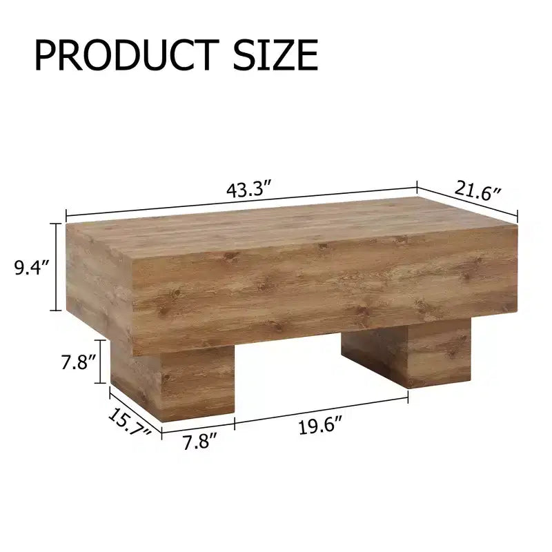 Tavolino da caffè rettangolare da 43" – Nero / Grigio / Noce / Bianco / Legno | Base a doppio piedistallo