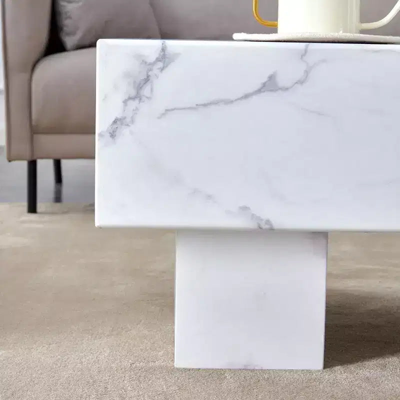 Tavolino da caffè rettangolare da 43" – Nero / Grigio / Noce / Bianco / Legno | Base a doppio piedistallo