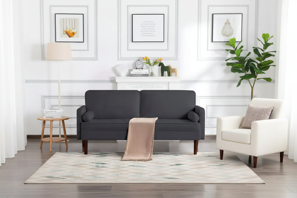 MAYEERTY 65 Modern Loveseat with Removable Back Cushions & 2 Bolster Pillows