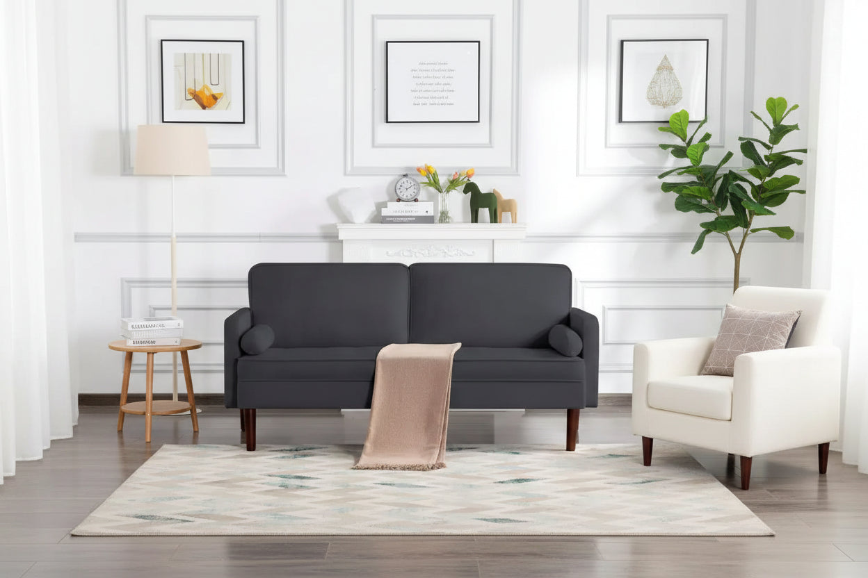 MAYEERTY 65 Modern Loveseat with Removable Back Cushions & 2 Bolster Pillows