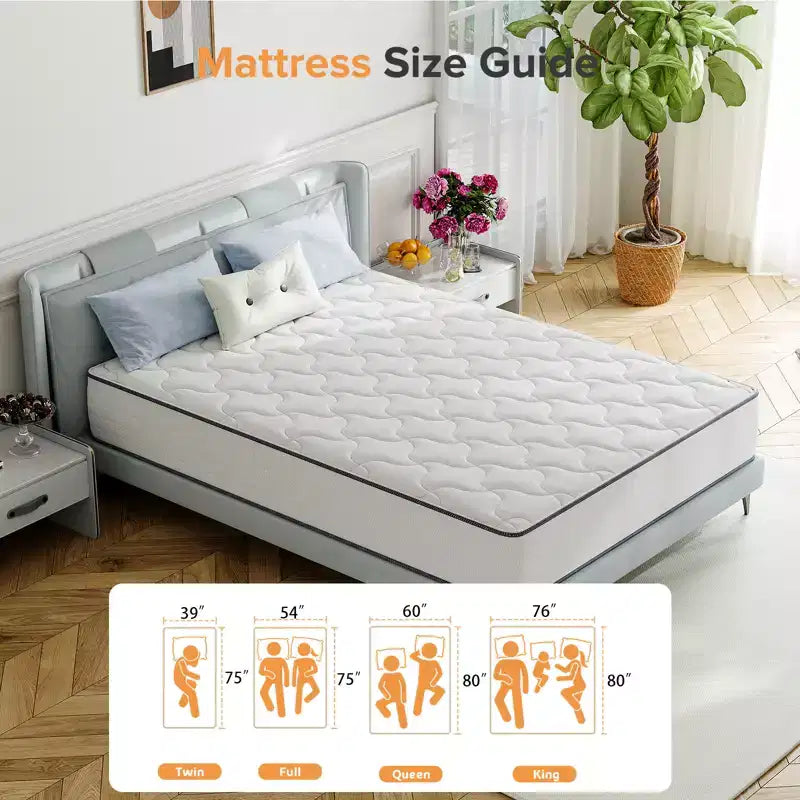 Materasso Ibrido – Bianco, Media Fermezza, 1 Posto