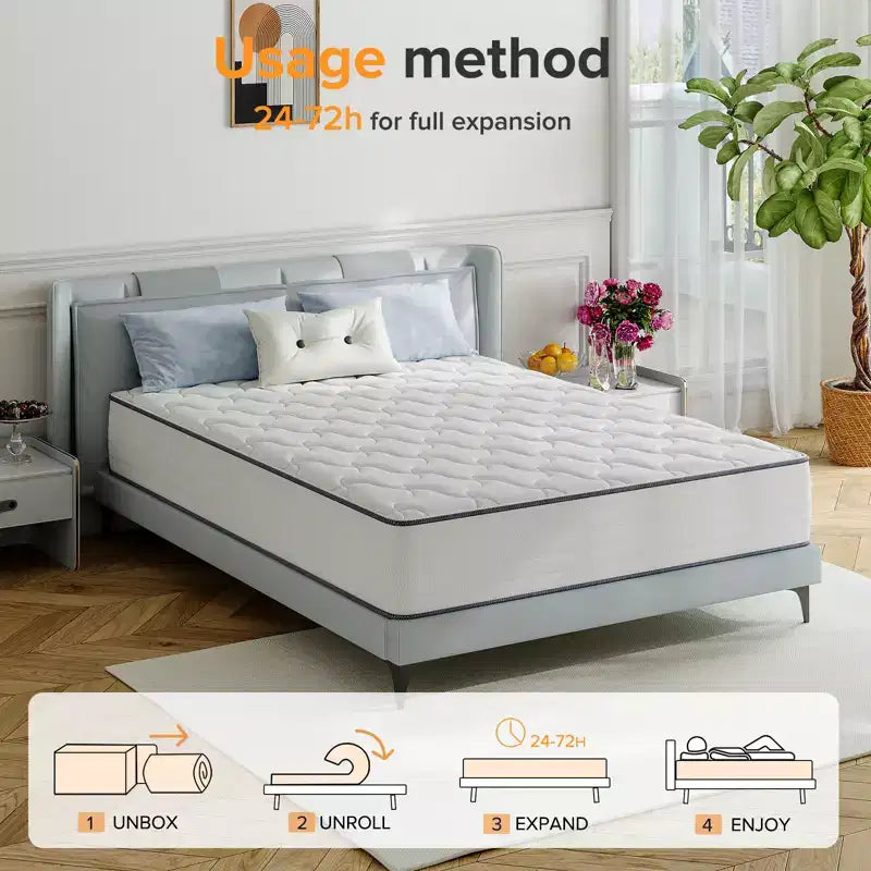 Materasso Ibrido – Bianco, Media Fermezza, 1 Posto