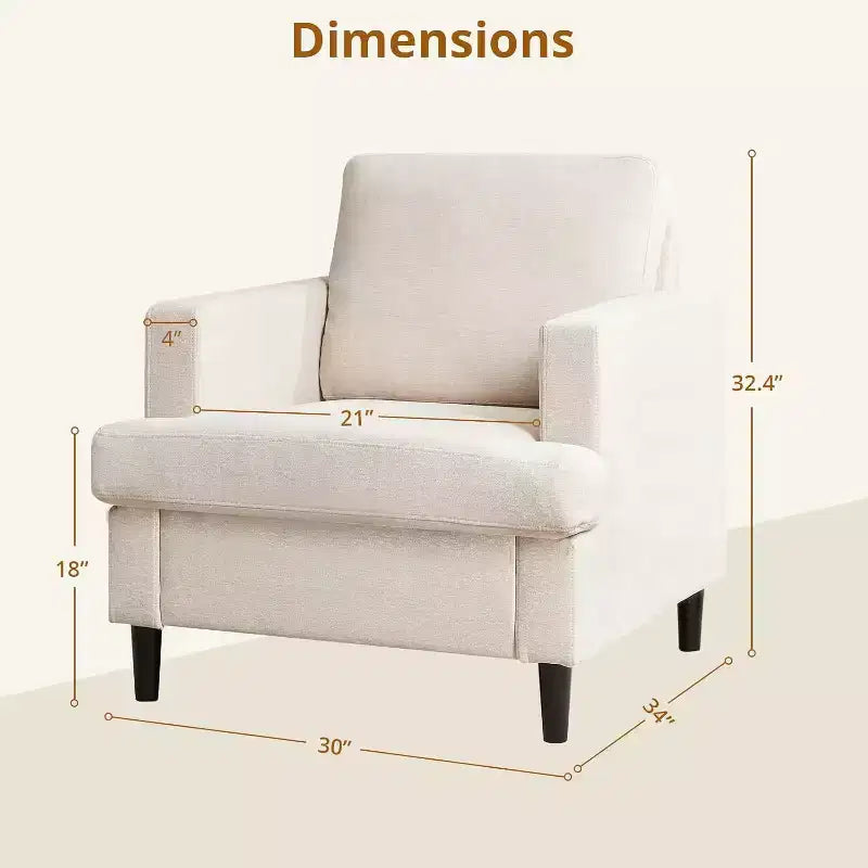 Poltrona d'accento in lino, Beige / Grigio scuro, Posto singolo