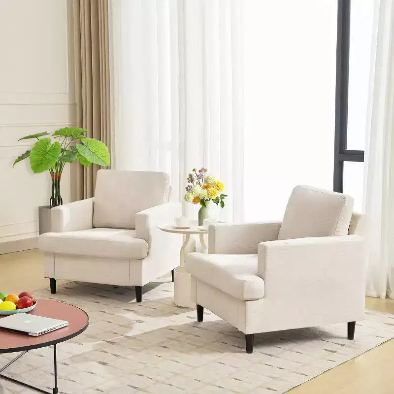 Poltrona d'accento in lino, Beige / Grigio scuro, Posto singolo