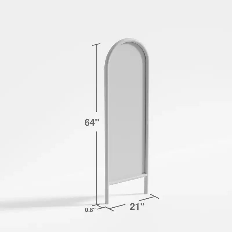 Specchio da parete ad arco nero, in legno massello, 53 cm L x 162,5 cm H