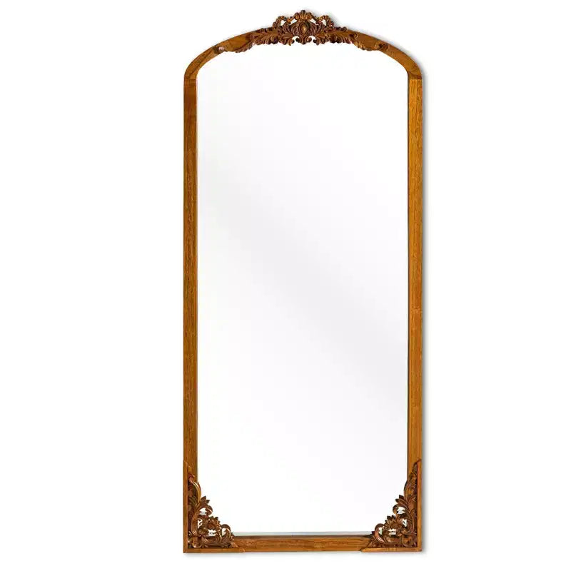 Specchio ad arco a figura intera, cornice in legno dorato, 30"L x 69"A, 1 persona
