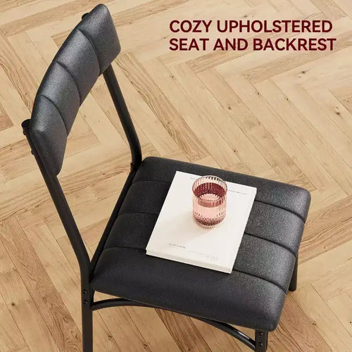 Set da pranzo 3 pezzi per 2 persone – Nero / Cenere di cemento / Colore retrò, tavolo quadrato con sedie imbottite