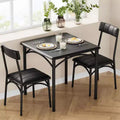 Compact 3-Piece Dining Set for 2, Small Square Table with Upholstered Chairs, Space-Saving Kitchen Table Set for Apartments & Studios