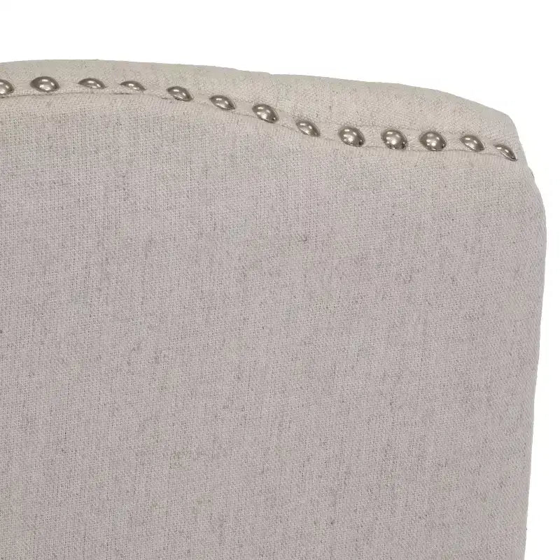 Sedie da pranzo imbottite trapuntate contemporanee grigie con borchie, set da 2