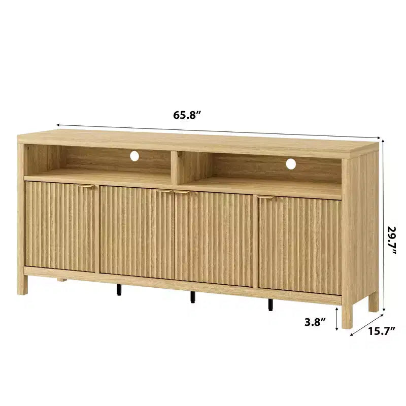Credenza vintage a canne in noce, 4 ante, 167 cm