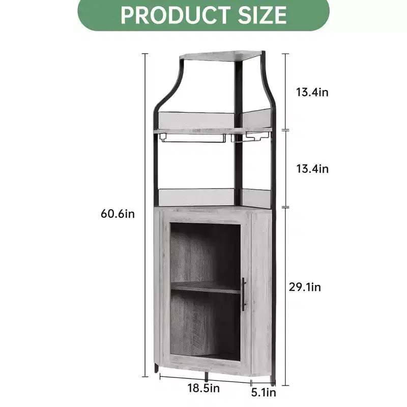 Mobile angolare da bar moderno grigio con LED, portabottiglie e portacalici – Per 1