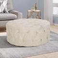 GDFStudio Kaung Modern Glam Velvet Tufted Circular Ottoman