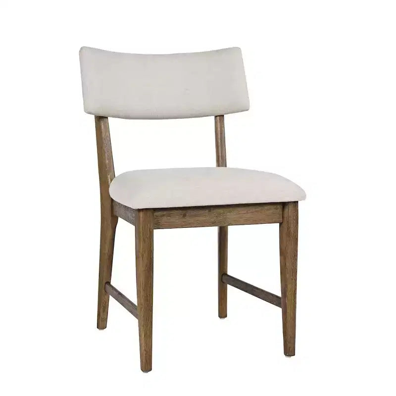 Sedia da pranzo imbottita con schienale diviso, Beige, Set di 2