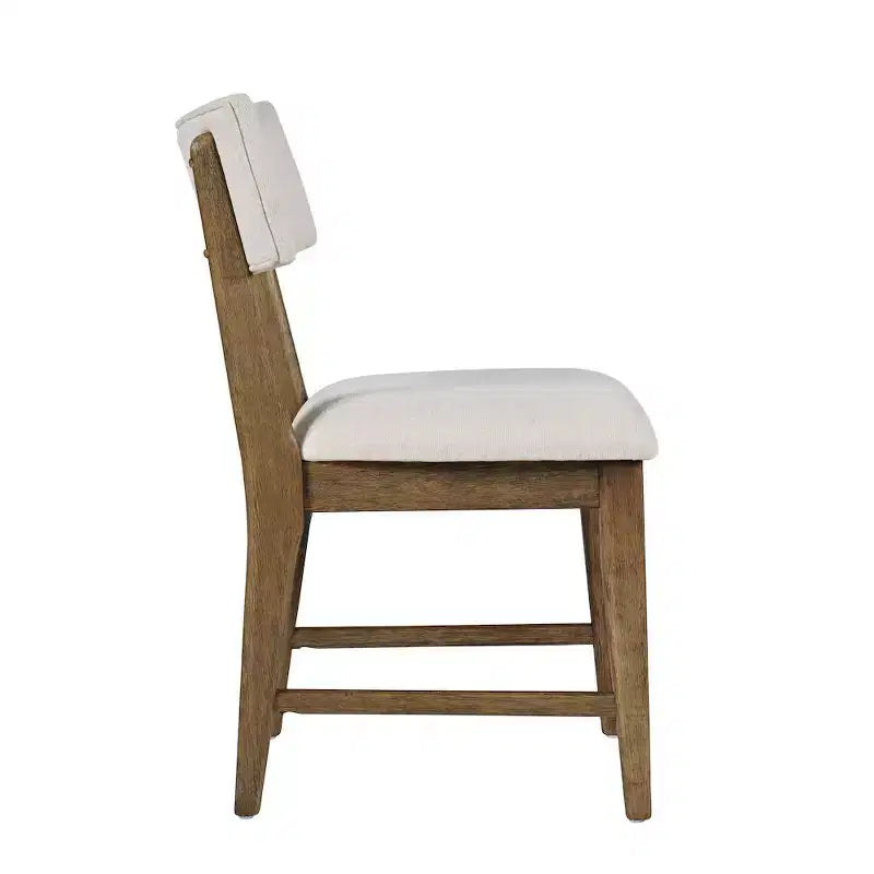Sedia da pranzo imbottita con schienale diviso, Beige, Set di 2