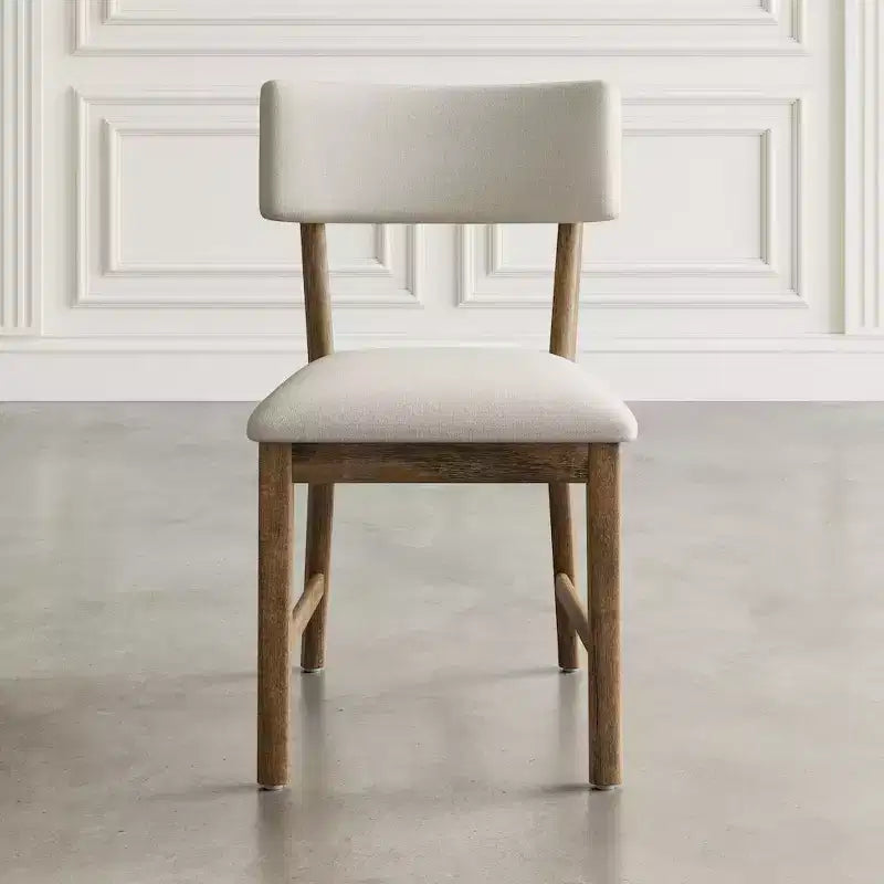 Sedia da pranzo imbottita con schienale diviso, Beige, Set di 2