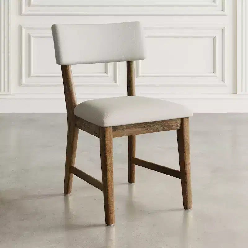 Sedia da pranzo imbottita con schienale diviso, Beige, Set di 2