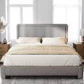 Dyonery Boucle Bed Frame,Gray Upholstered Teddy Fabric Bed Frame with Headboard, Adjustable Headboard, Easy Assembly