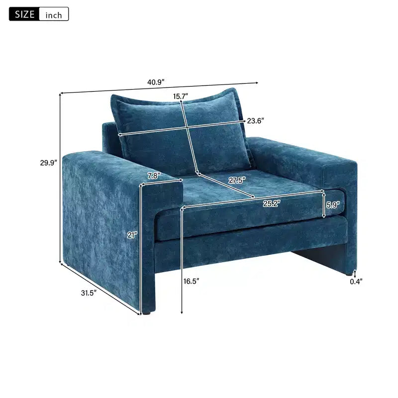 Poltrona in ciniglia – Nero / Blu / Verde, imbottita, 1 posto