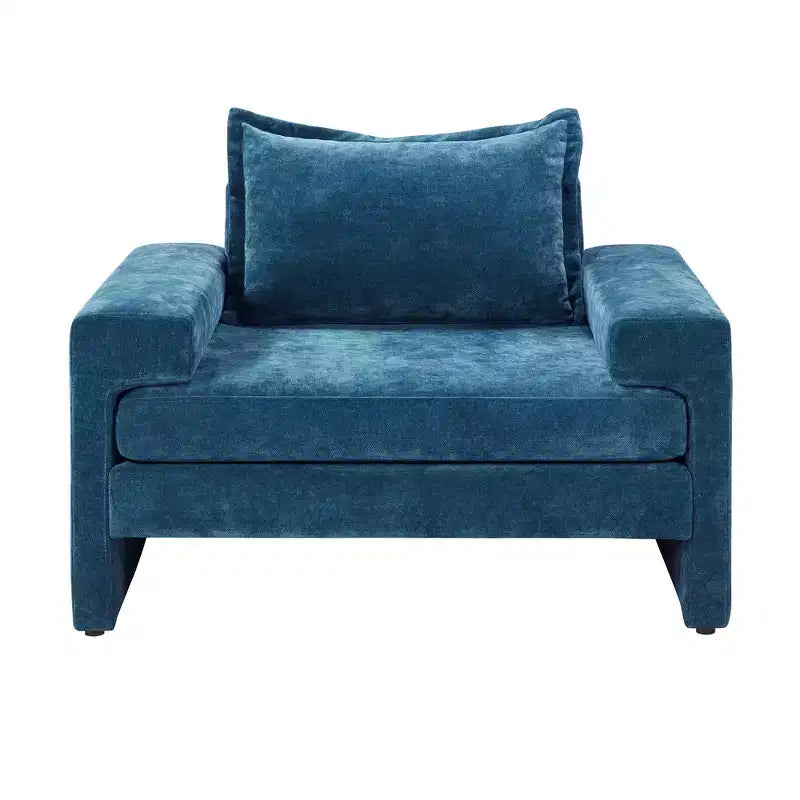 Poltrona in ciniglia – Nero / Blu / Verde, imbottita, 1 posto