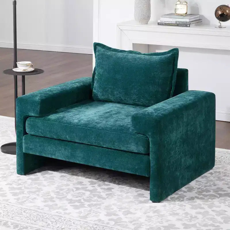 Poltrona in ciniglia – Nero / Blu / Verde, imbottita, 1 posto