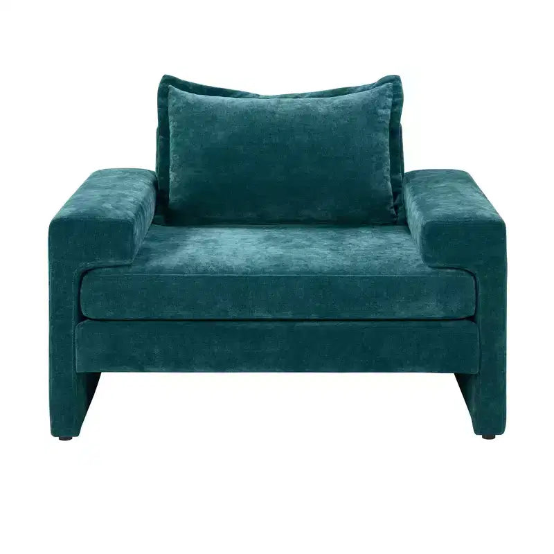 Poltrona in ciniglia – Nero / Blu / Verde, imbottita, 1 posto