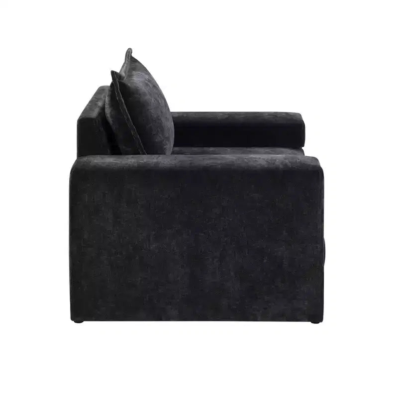 Poltrona in ciniglia – Nero / Blu / Verde, imbottita, 1 posto