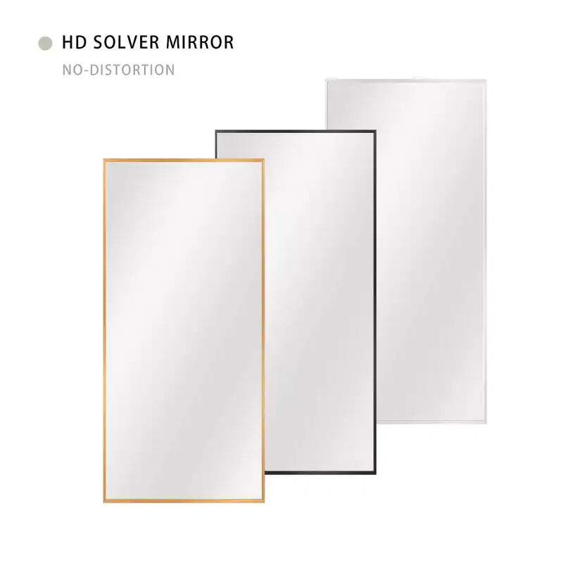 Specchio da Parete Rettangolare – Nero / Oro / Argento, Cornice Sottile in Alluminio, 91 × 61 cm