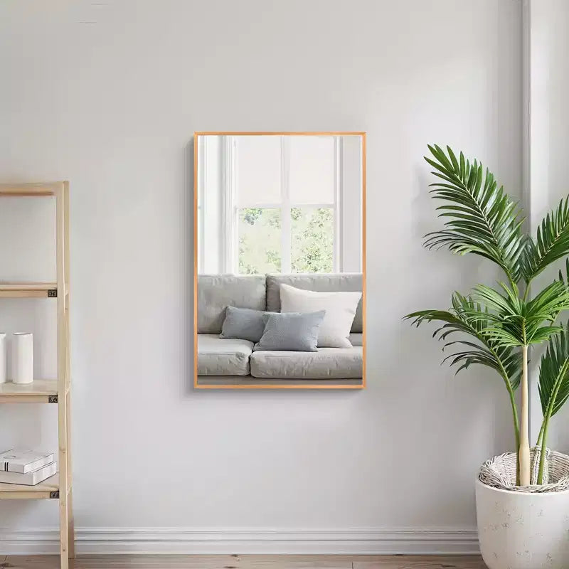 Specchio da Parete Rettangolare – Nero / Oro / Argento, Cornice Sottile in Alluminio, 91 × 61 cm