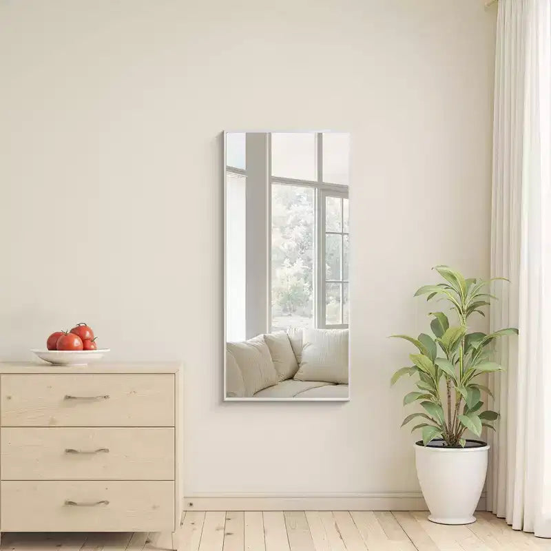 Specchio da Parete Rettangolare – Nero / Oro / Argento, Cornice Sottile in Alluminio, 91 × 61 cm