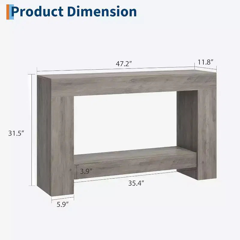 Consolle in legno marrone, a 2 ripiani, montaggio a 1 persona, 119 cm