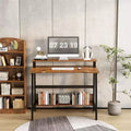 Acekool 31.5 Computer Desk with Drawer, Monitor Stand, File Cabinet, Shelves & Hooks, Home Office Workstation Table, Browm