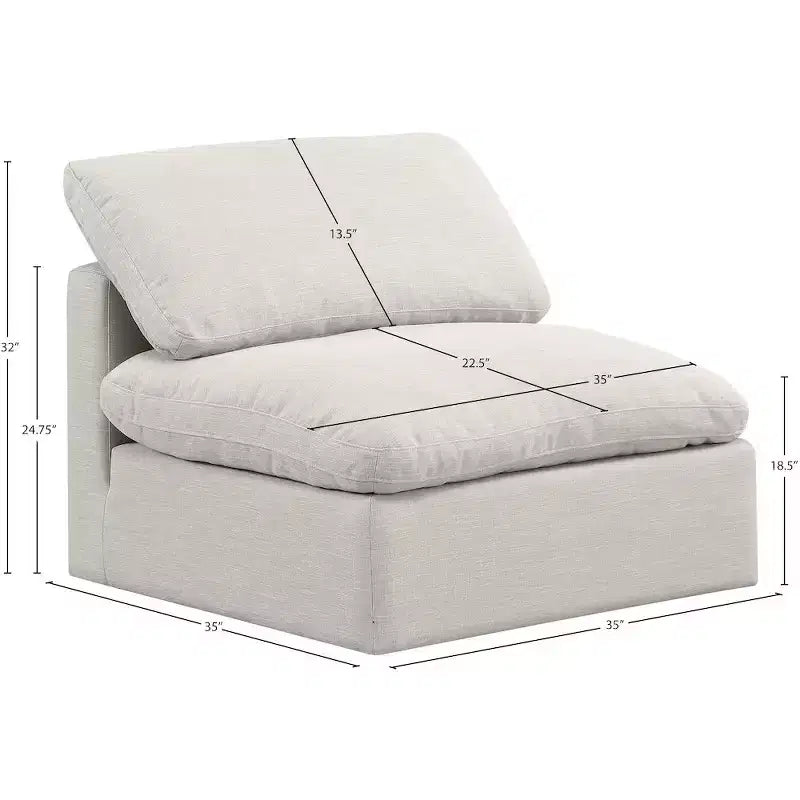Poltroncina senza braccioli in lino, un posto – Nera / Crema / Grigia / Blu Navy / Bianca