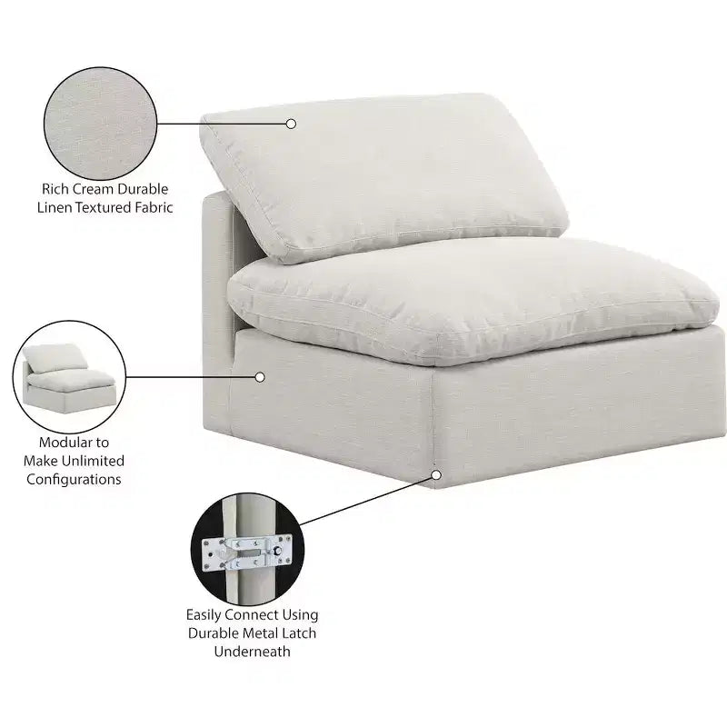 Poltroncina senza braccioli in lino, un posto – Nera / Crema / Grigia / Blu Navy / Bianca