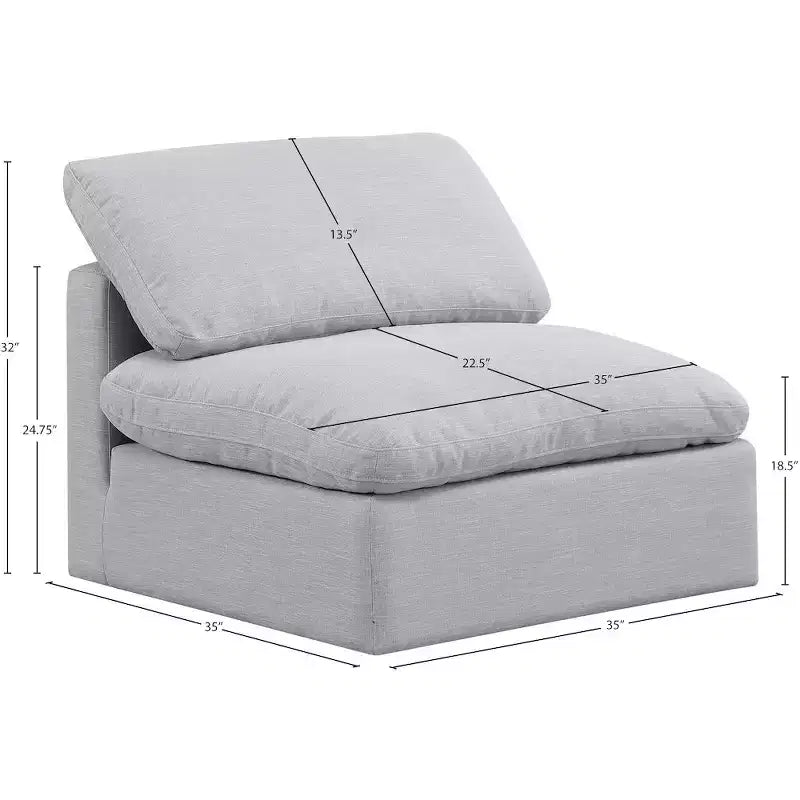 Poltroncina senza braccioli in lino, un posto – Nera / Crema / Grigia / Blu Navy / Bianca