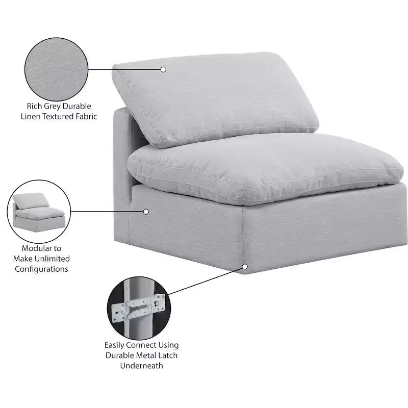 Poltroncina senza braccioli in lino, un posto – Nera / Crema / Grigia / Blu Navy / Bianca