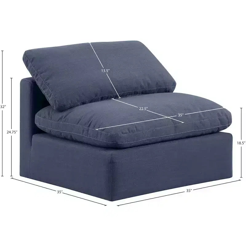Poltroncina senza braccioli in lino, un posto – Nera / Crema / Grigia / Blu Navy / Bianca