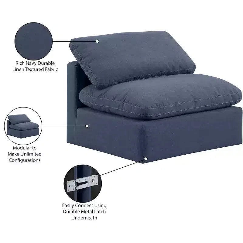 Poltroncina senza braccioli in lino, un posto – Nera / Crema / Grigia / Blu Navy / Bianca