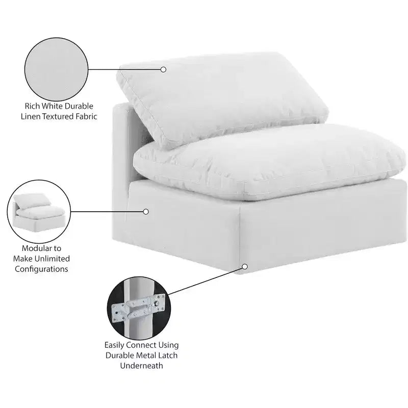 Poltroncina senza braccioli in lino, un posto – Nera / Crema / Grigia / Blu Navy / Bianca