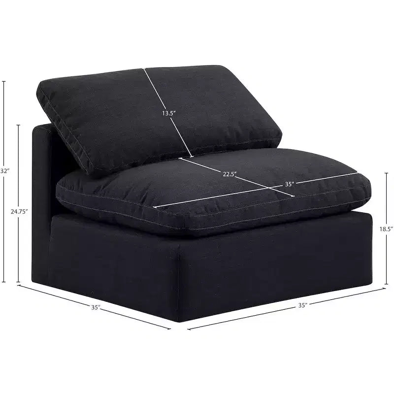 Poltroncina senza braccioli in lino, un posto – Nera / Crema / Grigia / Blu Navy / Bianca