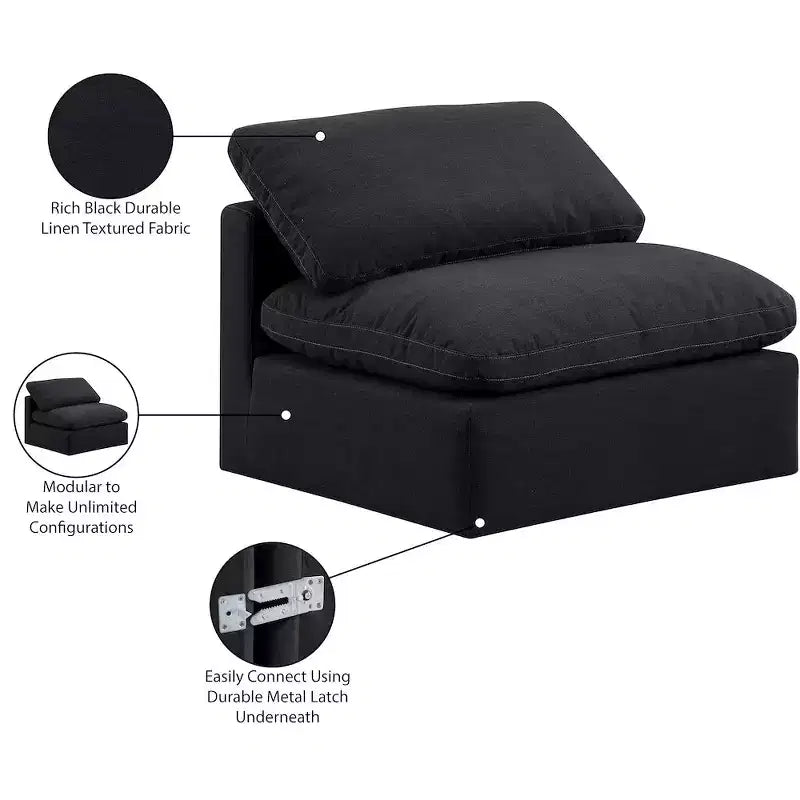 Poltroncina senza braccioli in lino, un posto – Nera / Crema / Grigia / Blu Navy / Bianca