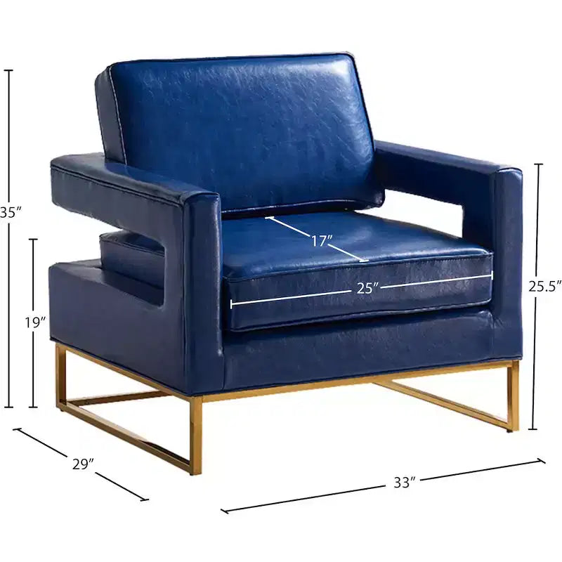 Poltrona d'accento in pelle vegana blu navy/bianca – Seduta singola