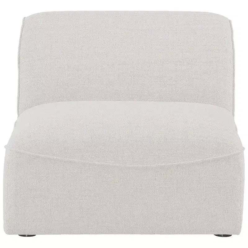 Poltrona d'accento senza braccioli in lino color crema, modulare, 1 posto