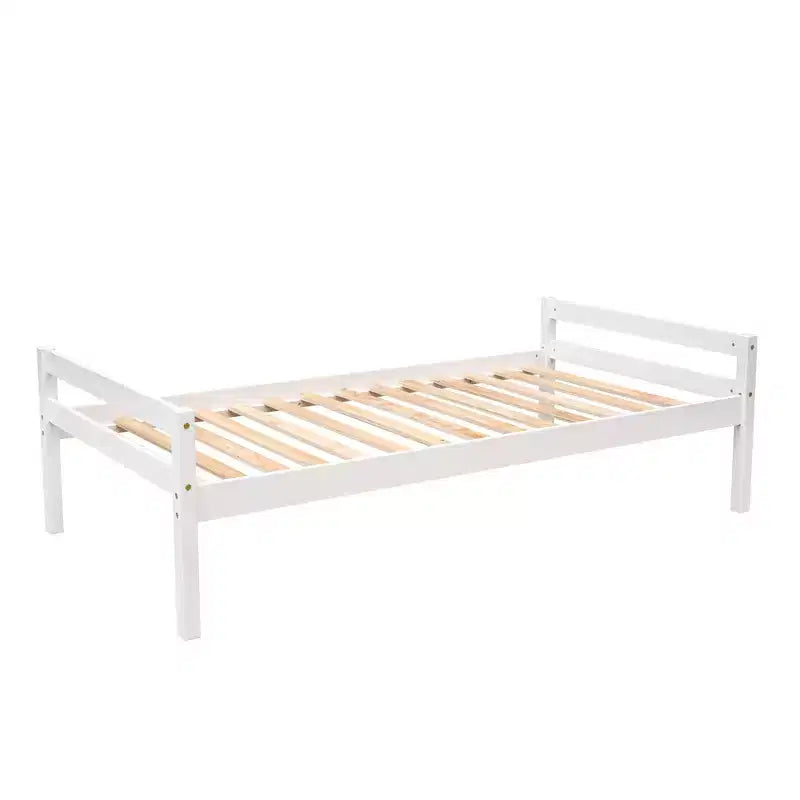 Letto a castello a L con due letti singoli, scrivania, scala e contenitore – Grigio / Bianco, 2 posti letto